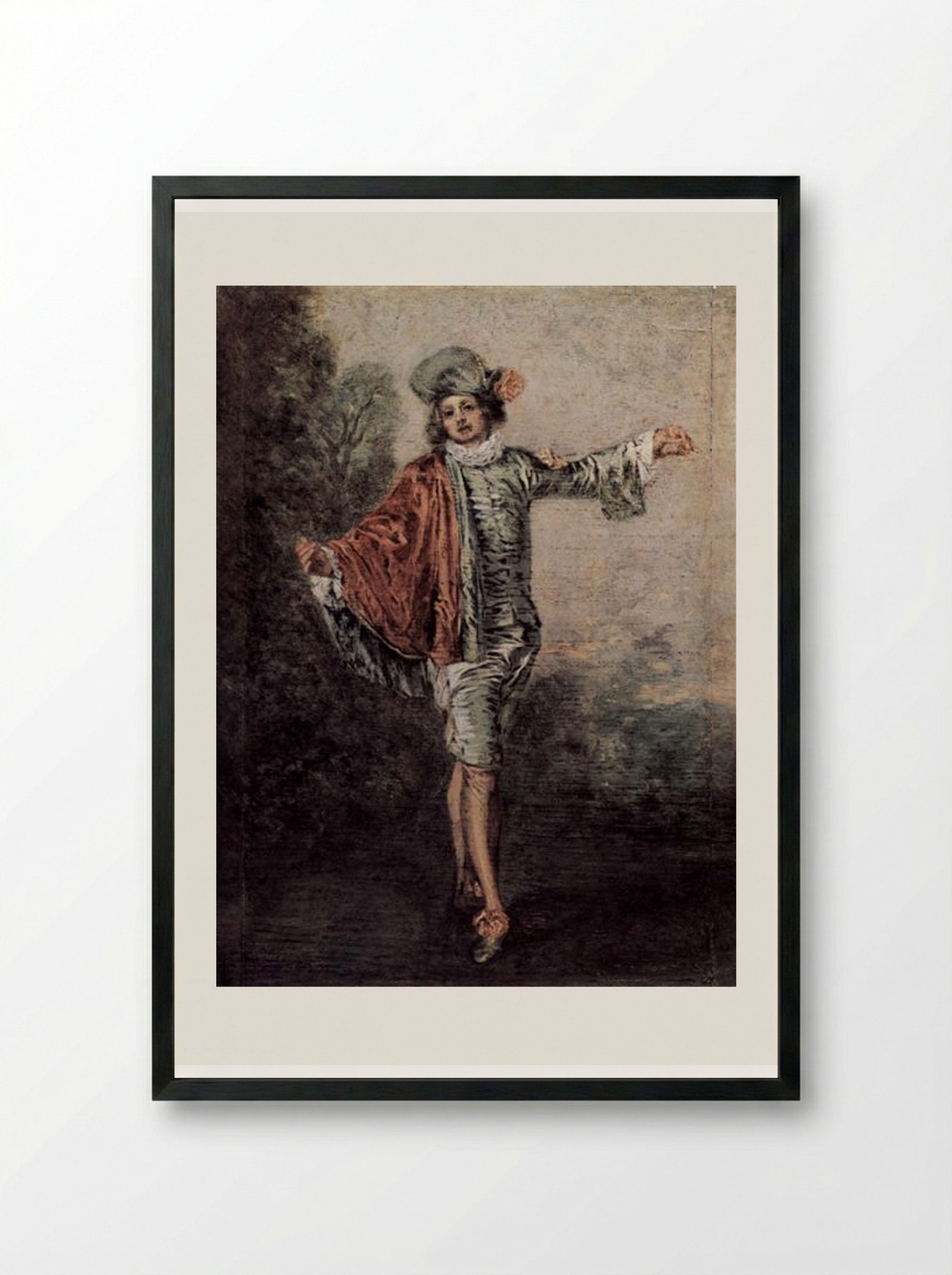 The Casual Lover - Antoine Watteau - Framed Print Black