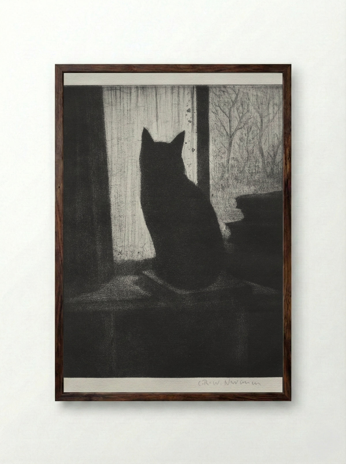 The Cat - Christopher Nevinson - Framed Print Dark Wood