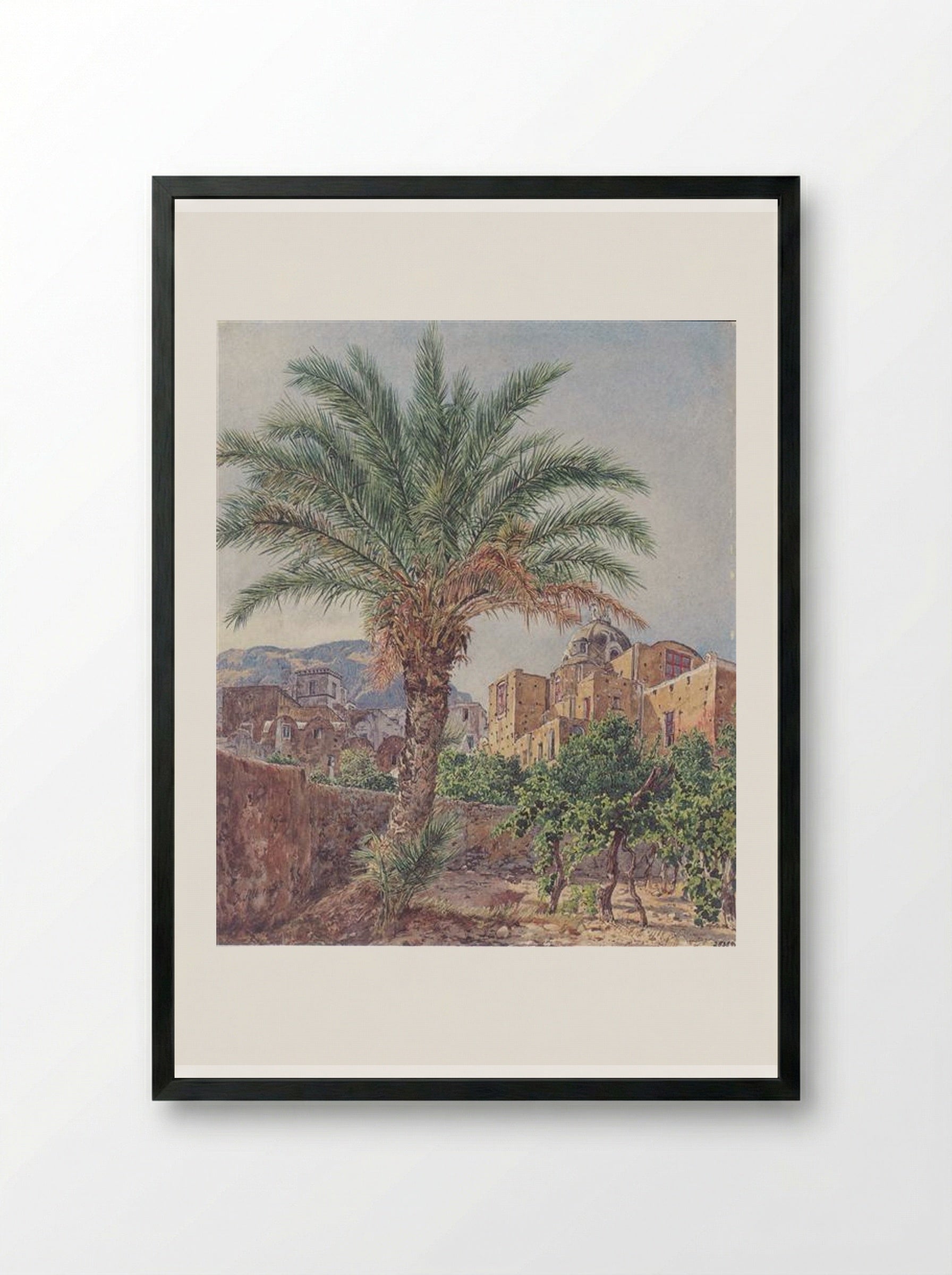 The Cathedral of Capri - Rudolf von Alt - Framed Print Black