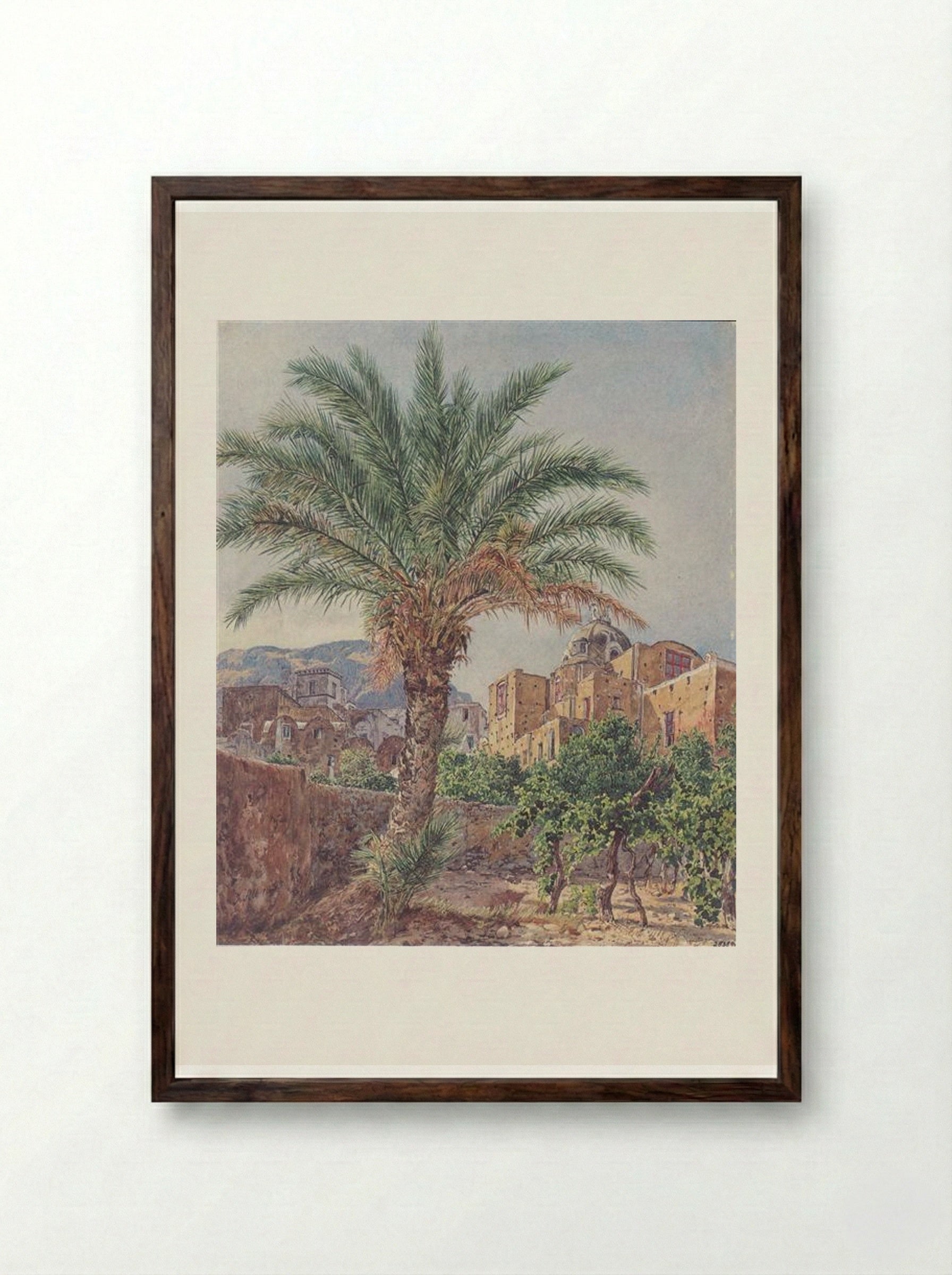 The Cathedral of Capri - Rudolf von Alt - Framed Print Dark Wood