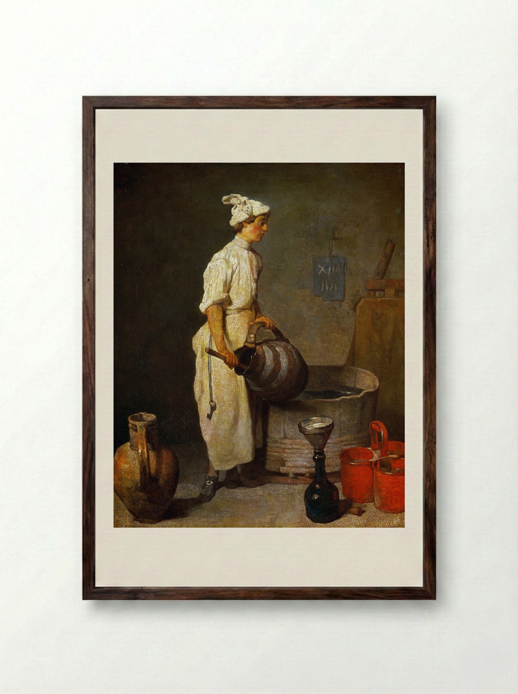 The Cellar Boy - Jean-Baptiste-Siméon Chardin - Framed Print Dark Wood