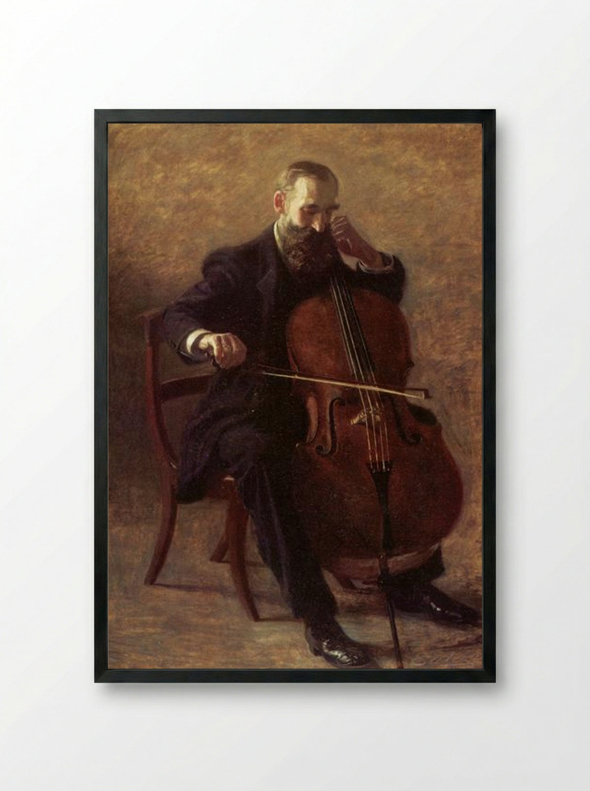 The Cello Player - Thomas Eakins - Framed Print Black