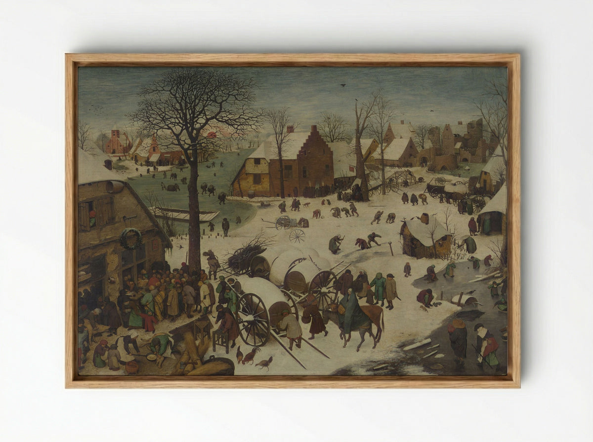 The Census at Bethlehem - Pieter Bruegel the Elder - Framed Canvas Wood