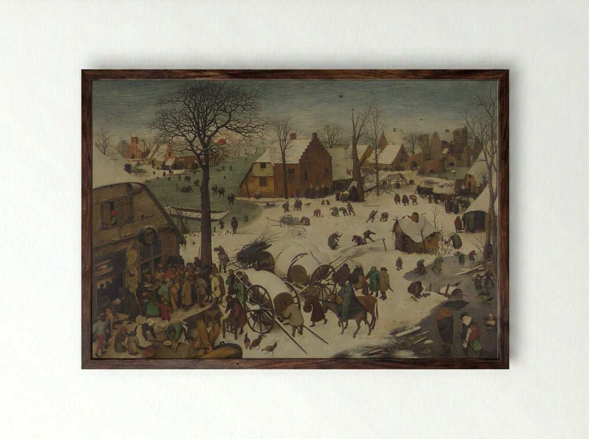The Census at Bethlehem - Pieter Bruegel the Elder - Framed Print Dark Wood
