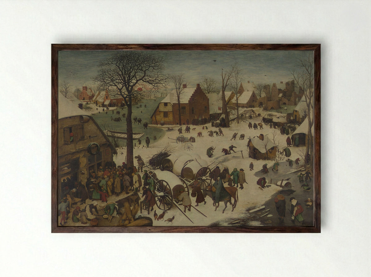 The Census at Bethlehem - Pieter Bruegel the Elder - Framed Print Dark Wood