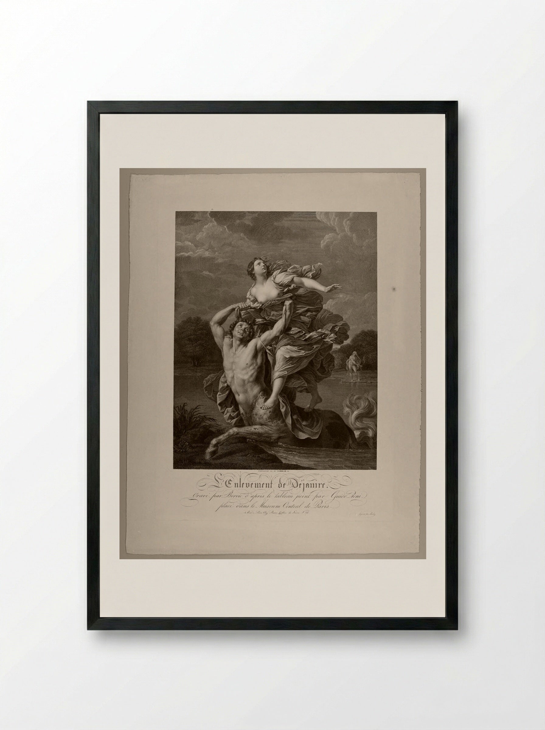 The Centaur Nessus Carries Off Deianira - Charles Clément Bervic - Framed Print Black
