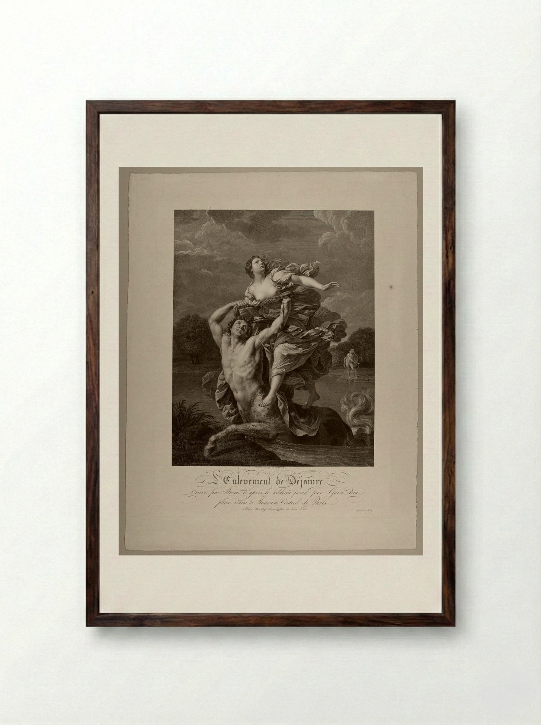 The Centaur Nessus Carries Off Deianira - Charles Clément Bervic - Framed Print Dark Wood