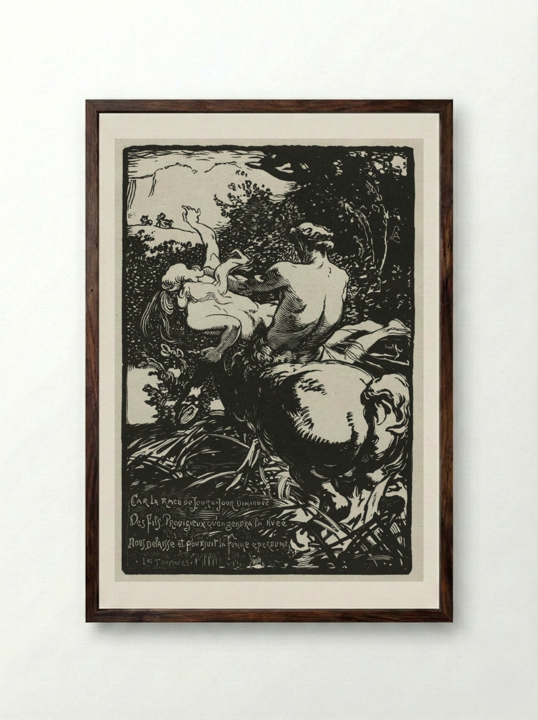 The Centaur - Auguste Louis Lepère - Framed Print Dark Wood