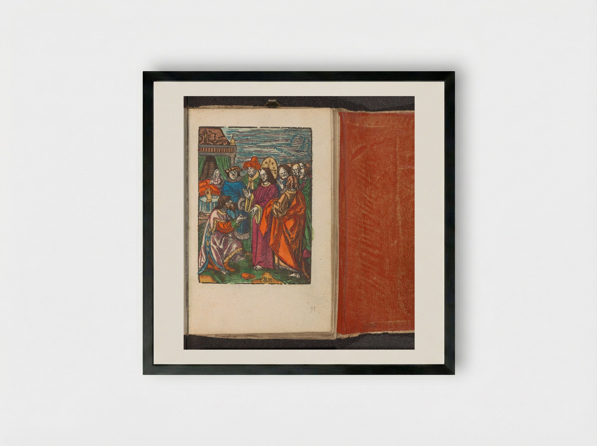 The Centurion of Capernaum Begging Christ for Help - Doen Pietersz. - Framed Print Black