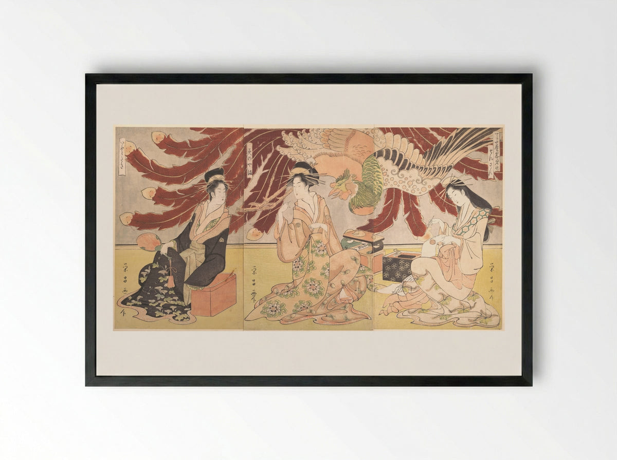 The Chōjiya Pleasure House by Day - Chōkōsai Eishō - Framed Print Black