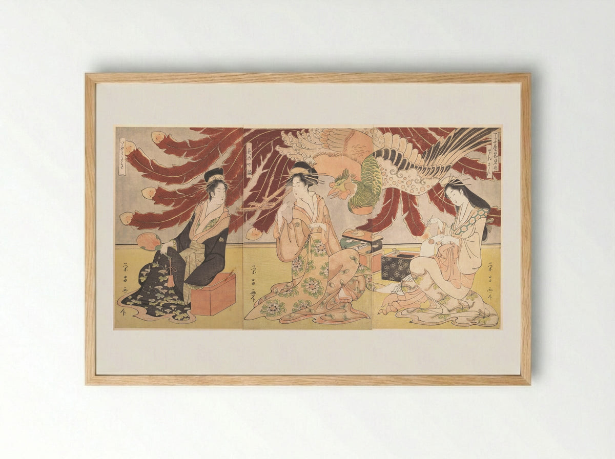 The Chōjiya Pleasure House by Day - Chōkōsai Eishō - Framed Print Wood