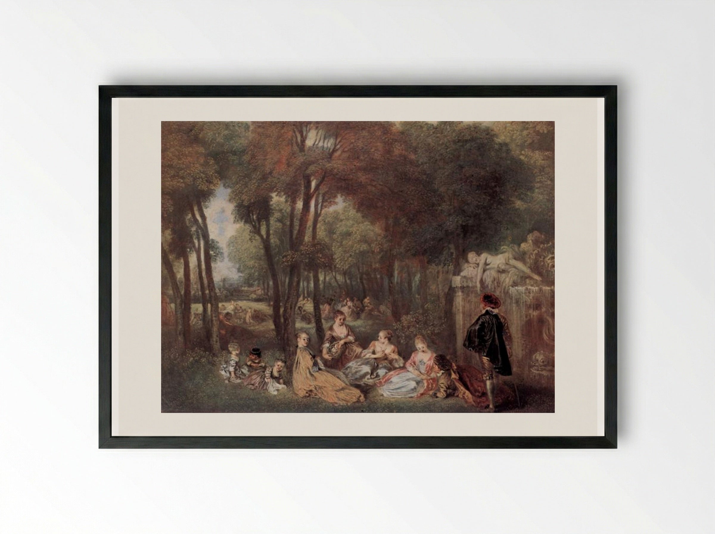 The Champs-Élysées - Antoine Watteau - Framed Print Black