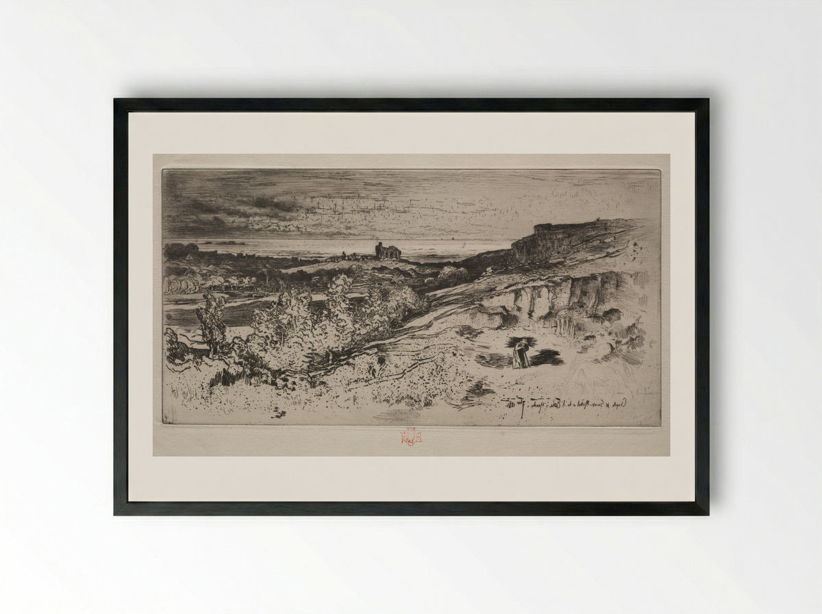 The Chapel Saint-Michel at l'Estre - Félix Hilaire Buhot - Framed Print Black