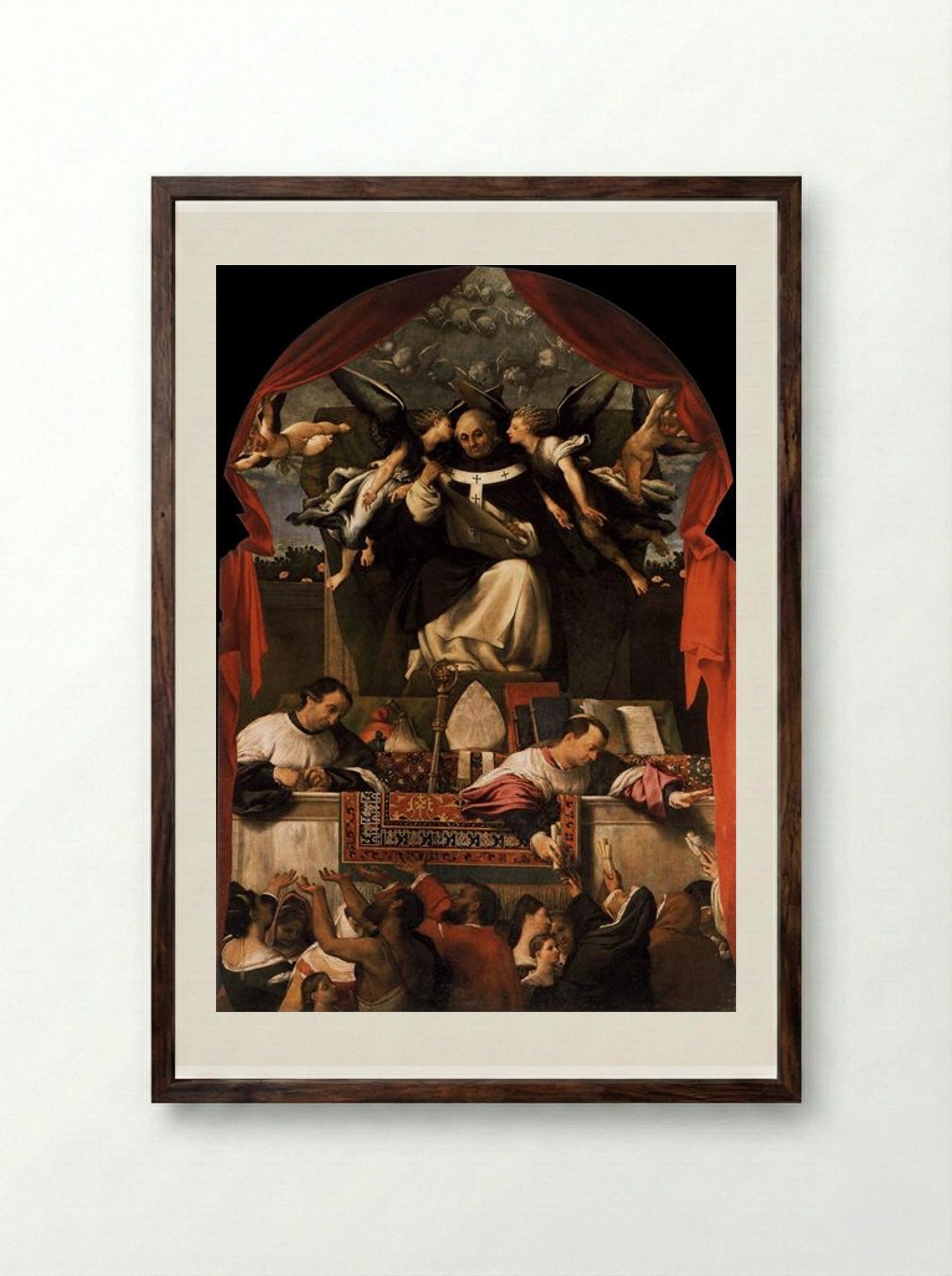 The Charity of St. Anthony - Lorenzo Lotto - Framed Print Dark Wood