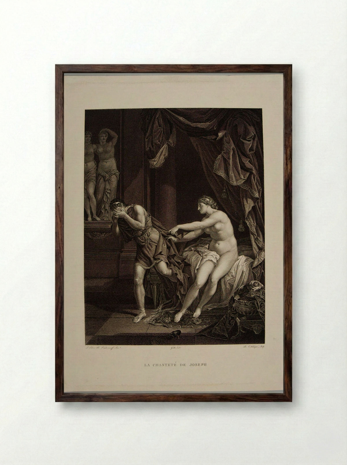 The Chastity of Joseph - Benoit Louis Henriquez - Framed Print Dark Wood