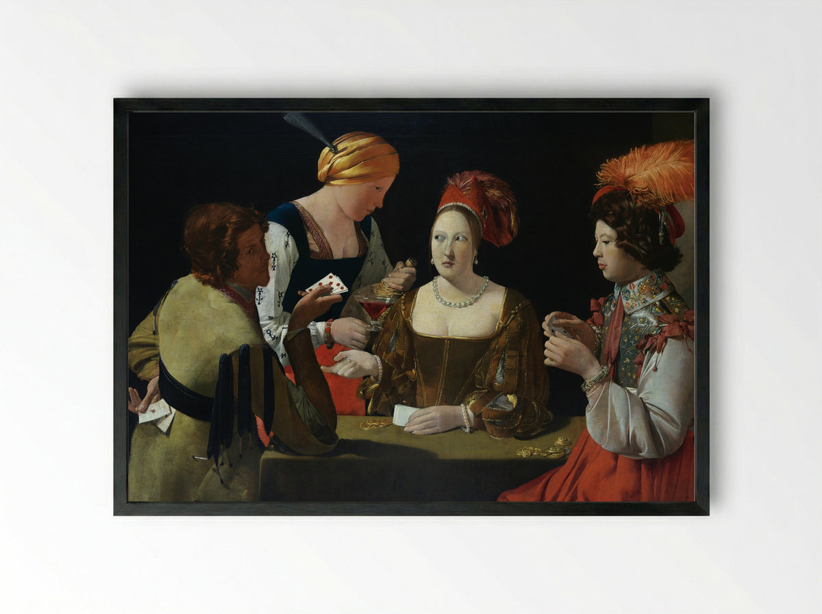 The Cheat with the Ace of Diamonds - Georges de la Tour - Framed Print Black