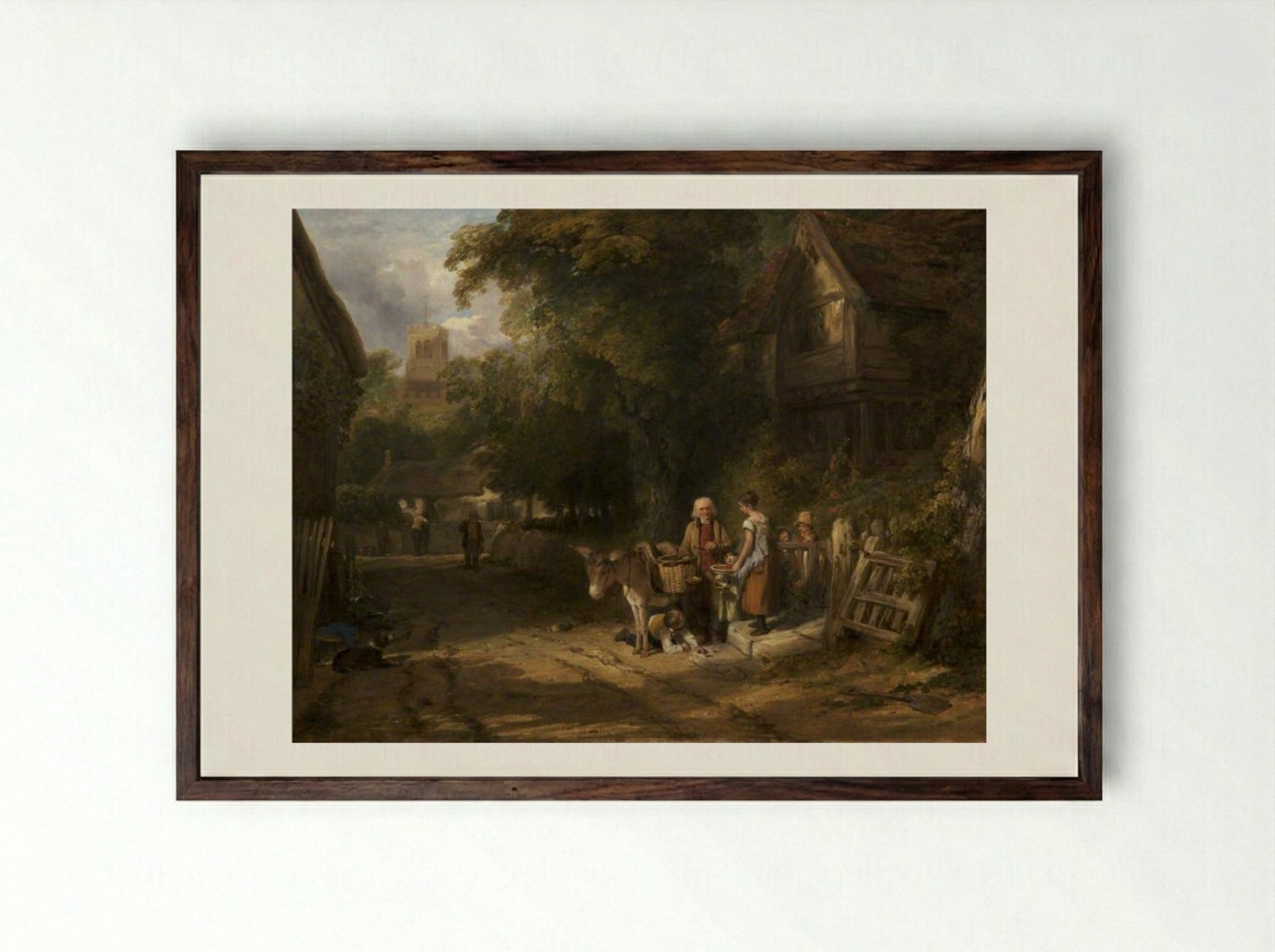 The Cherry Seller - William Collins - Framed Print Dark Wood