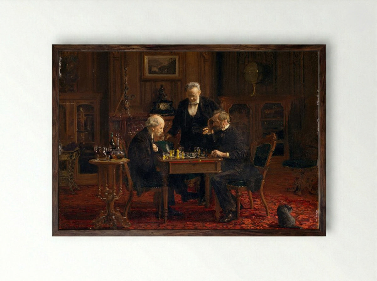The Chess Players - Thomas Eakins - Framed Print Dark Wood