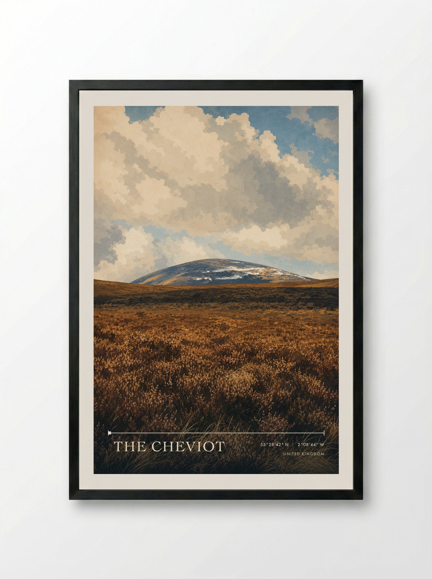 The Cheviot United Kingdom Travel Poster - Framed Print Black