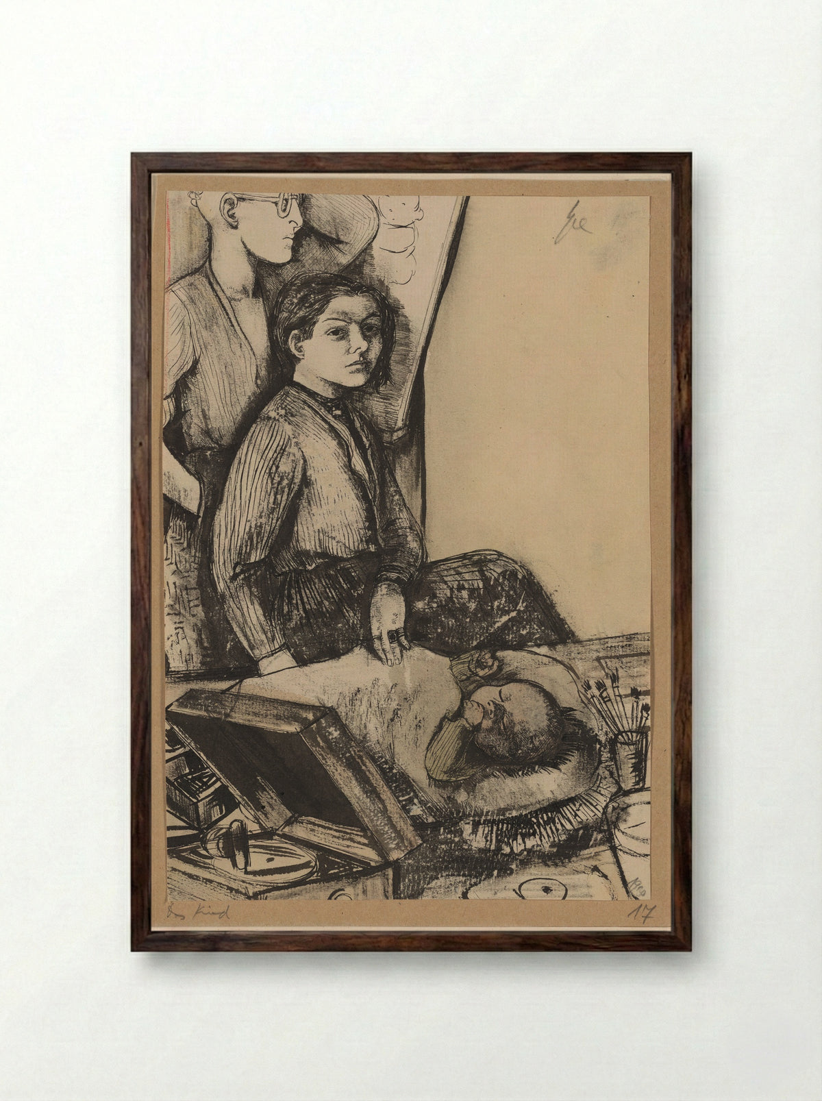 The Child - Hanna Nagel - Framed Print Dark Wood
