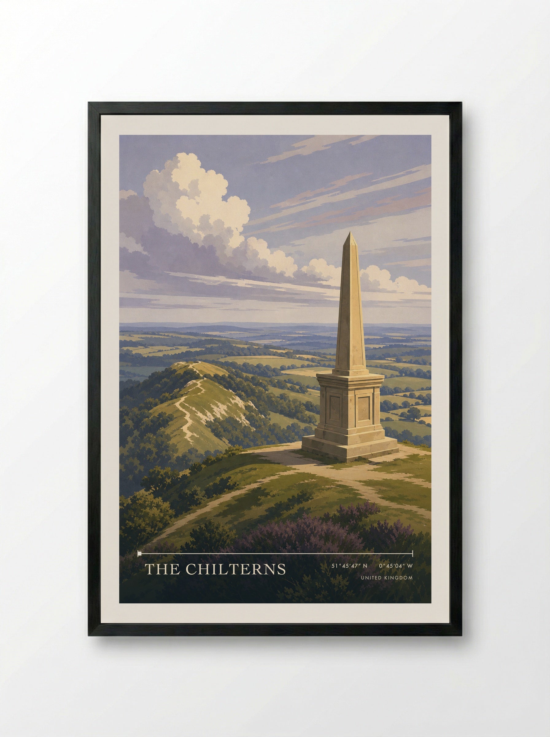 The Chilterns United Kingdom Travel Poster - Framed Print Black