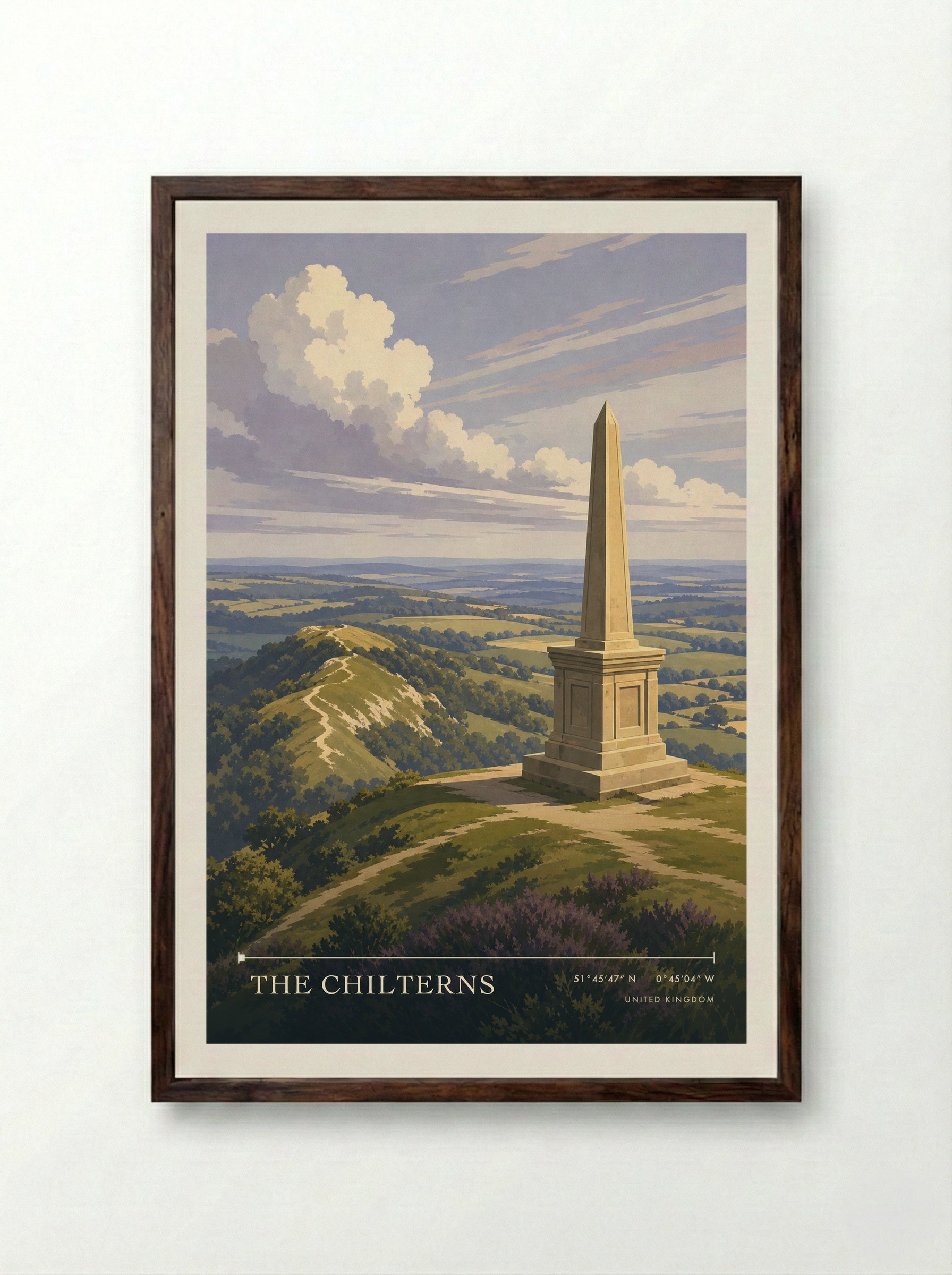 The Chilterns United Kingdom Travel Poster - Framed Print Dark Wood