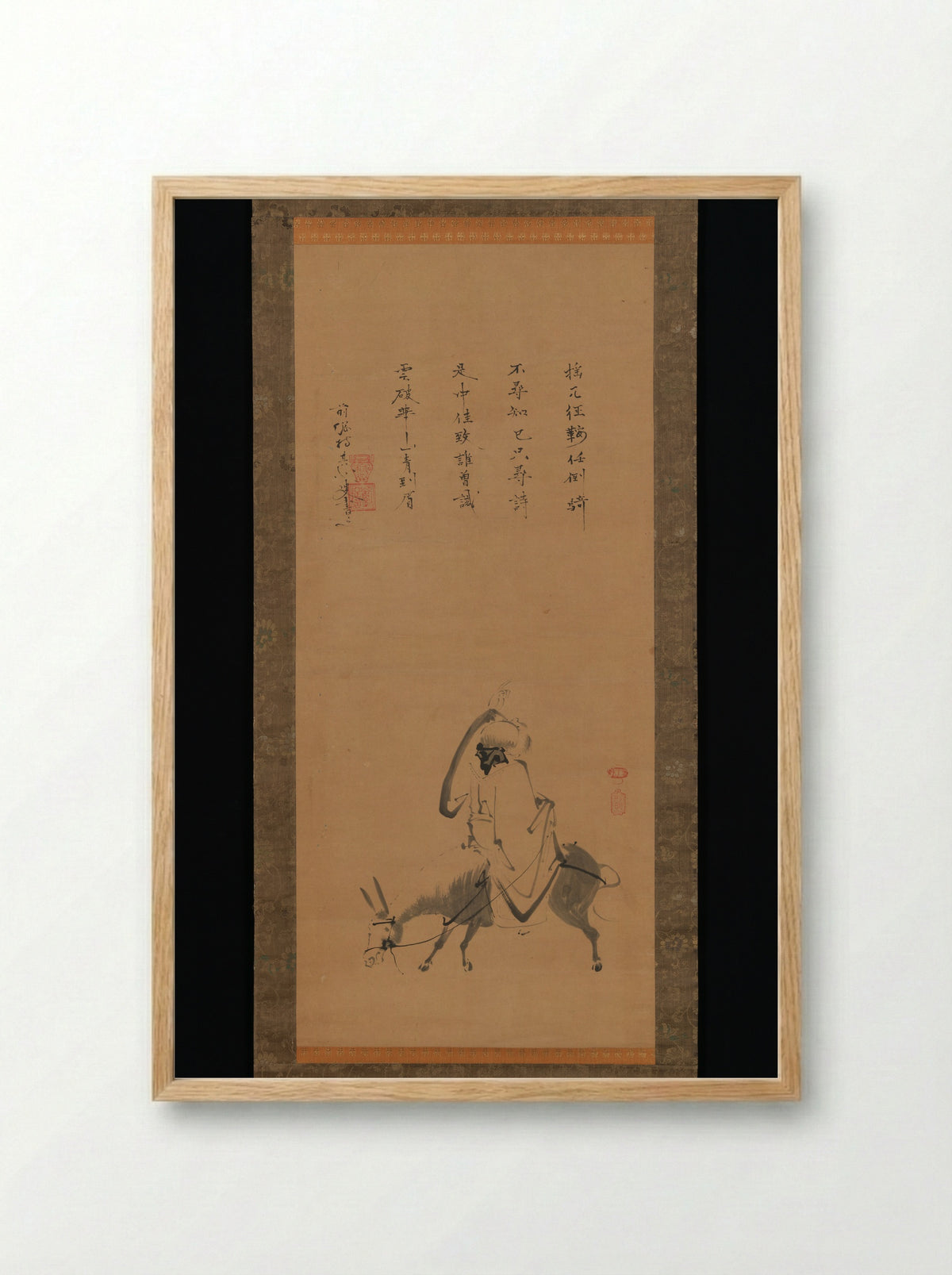 The Chinese Poet Pan Lang on a Donkey - Kano Kōya - Framed Print Wood