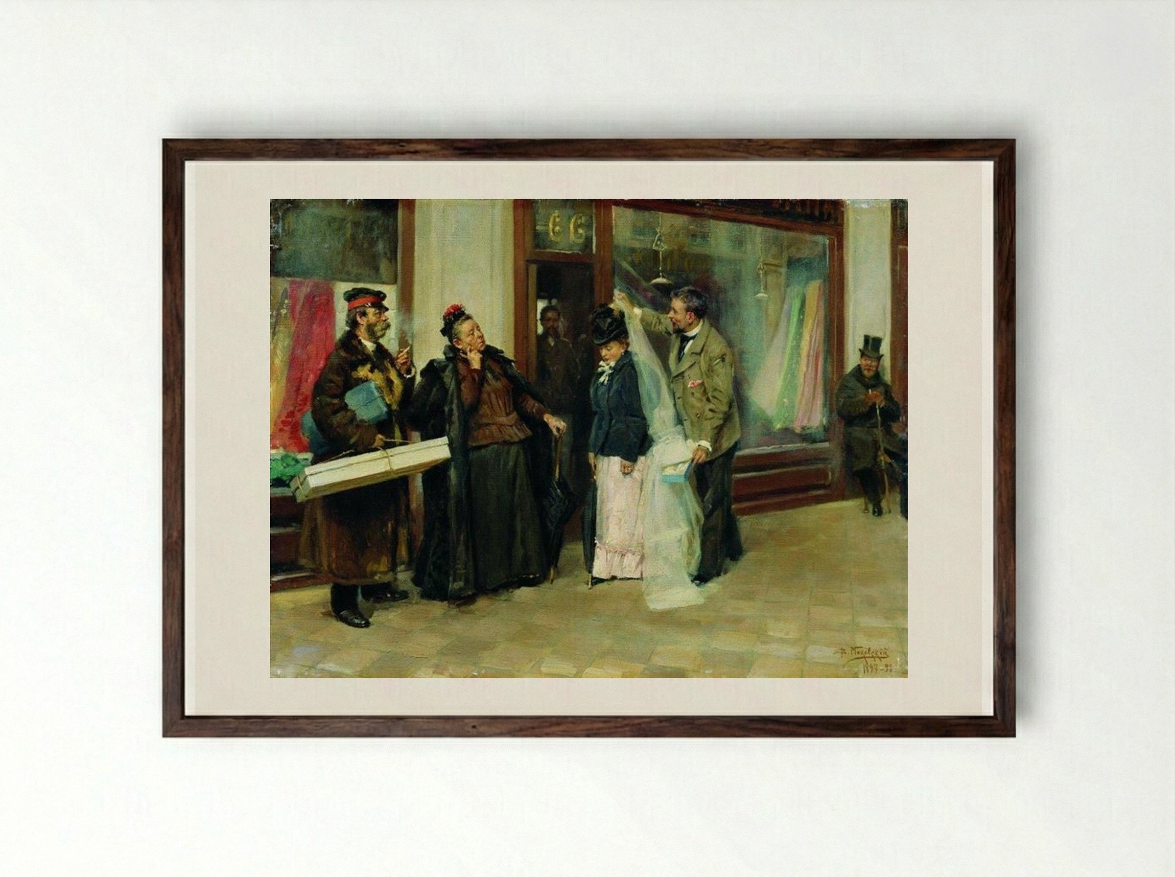 The Choice of Wedding Presents - Vladimir Makovsky - Framed Print Dark Wood