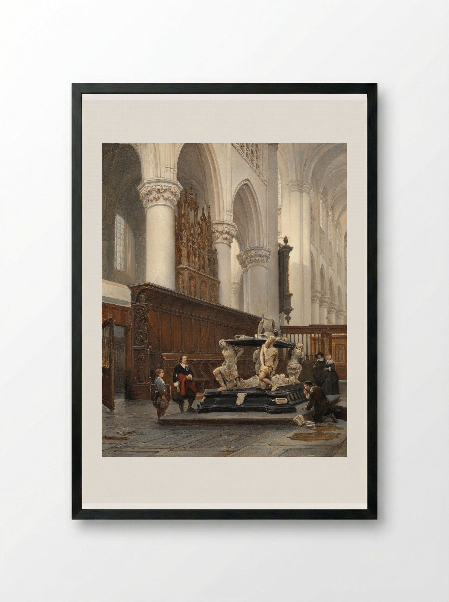 The Choir of the O.L.-Vrouwekerk in Breda with the Tomb of Engelbert II of Nassau - Johannes Bosboom - Framed Print Black