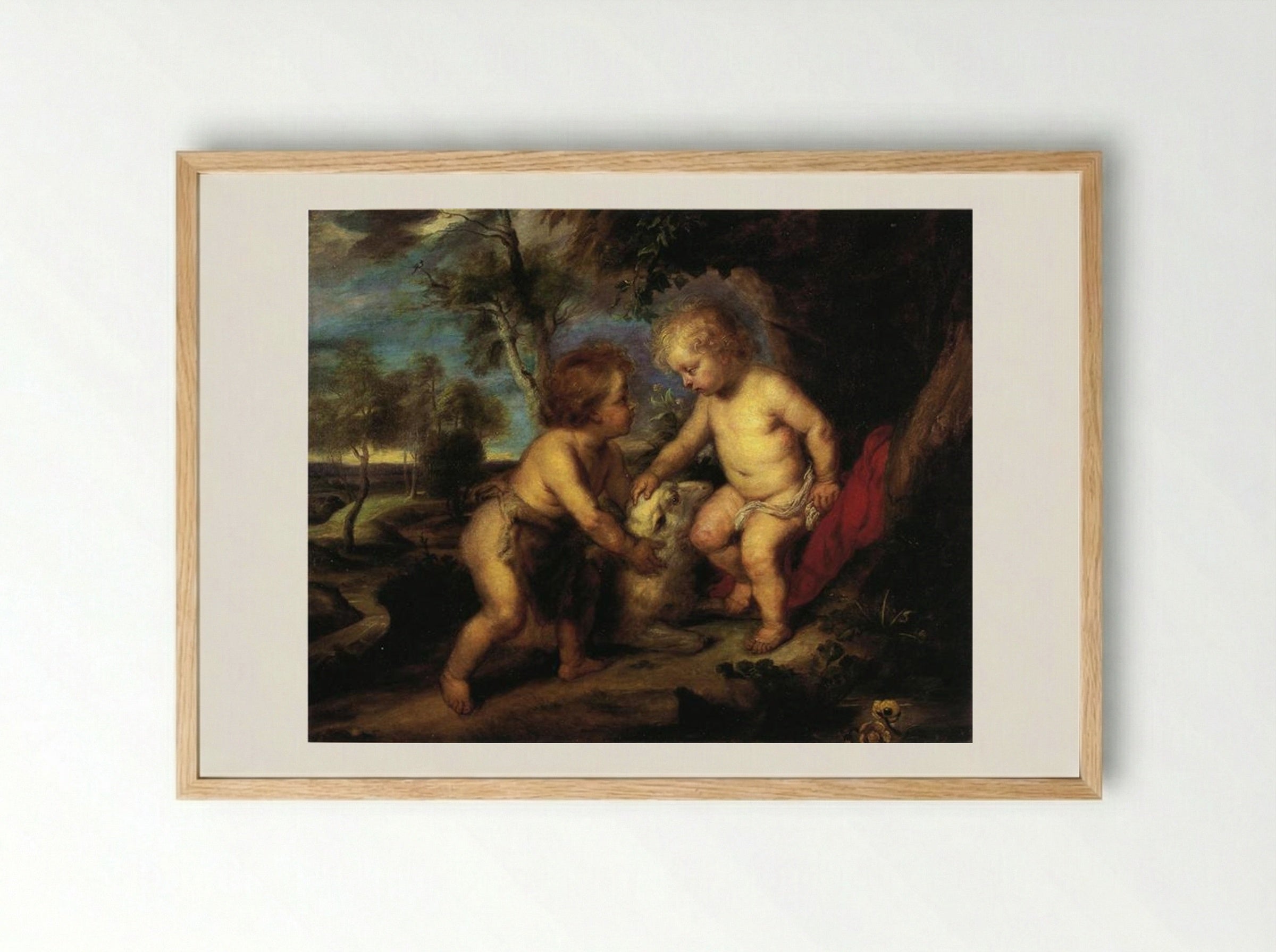 The Christ Child and the Infant St. John (after Rubens) - T. C. Steele - Framed Print Wood