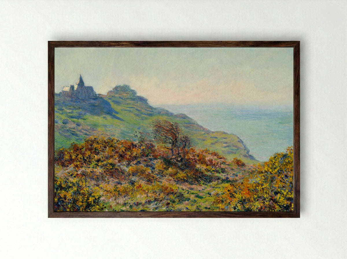 The Church at Varengeville and the Gorge of Les Moutiers - Claude Monet - Framed Print Dark Wood
