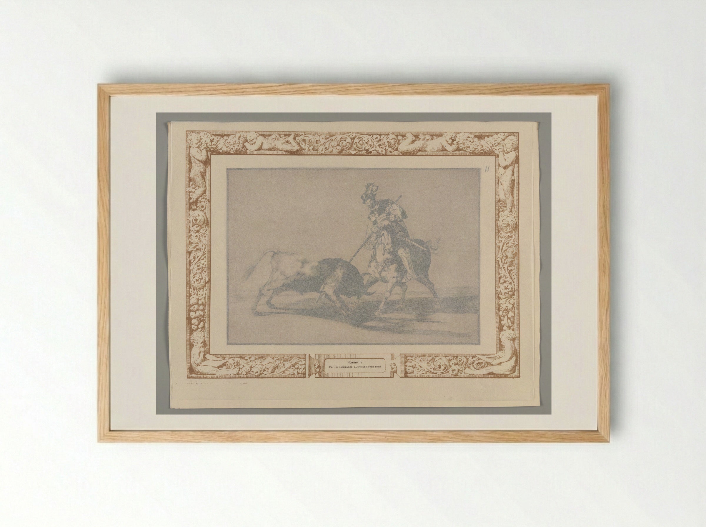 The Cid Campeador Spearing Another Bull - Francisco José de Goya y Lucientes - Framed Print Wood