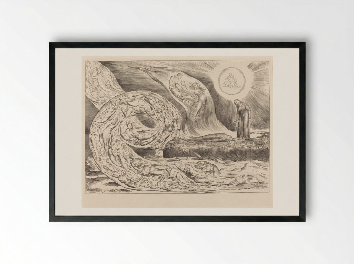 The Circle of the Lustful: Paolo and Francesca - William Blake - Framed Print Black