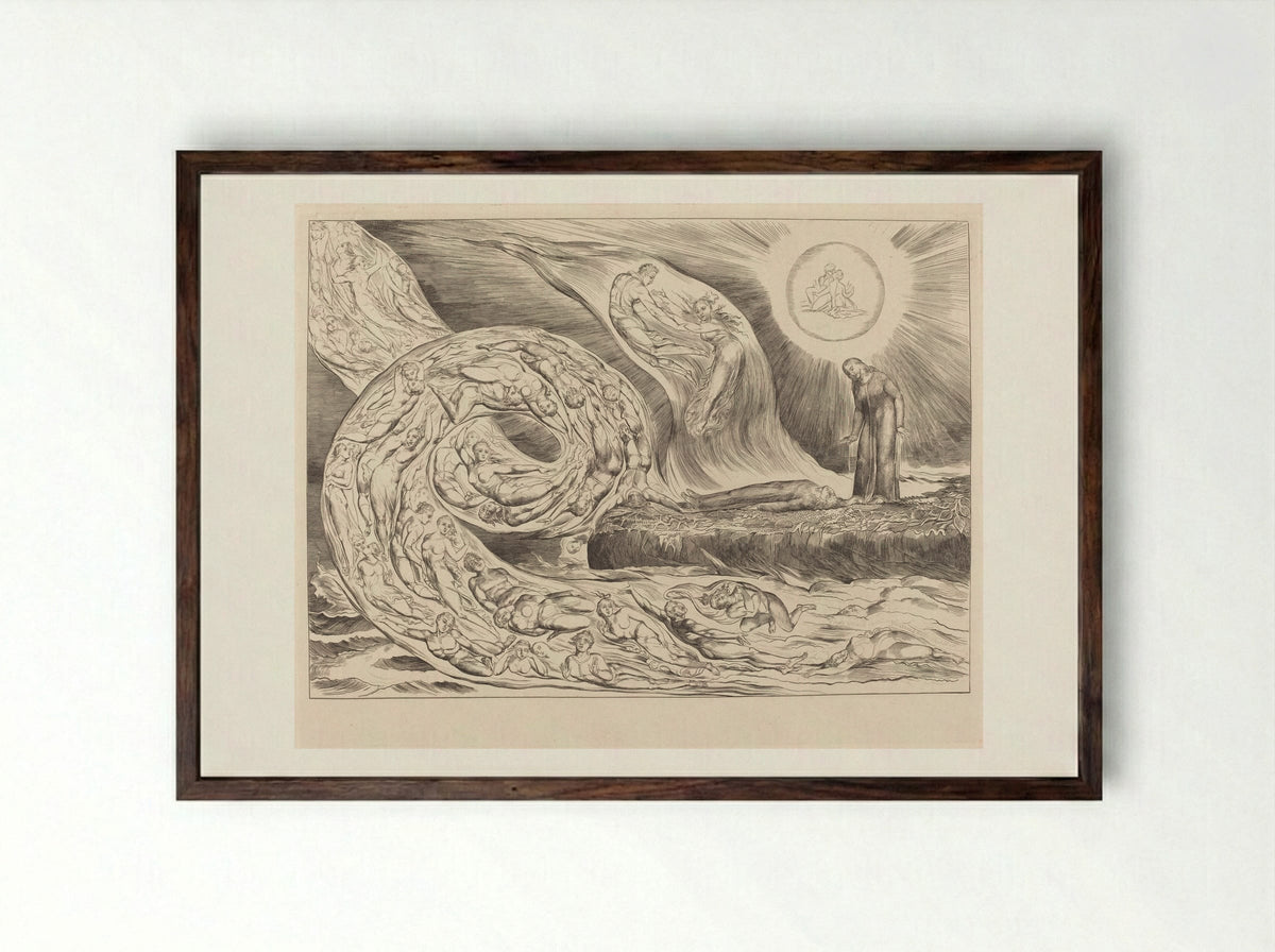The Circle of the Lustful: Paolo and Francesca - William Blake - Framed Print Dark Wood
