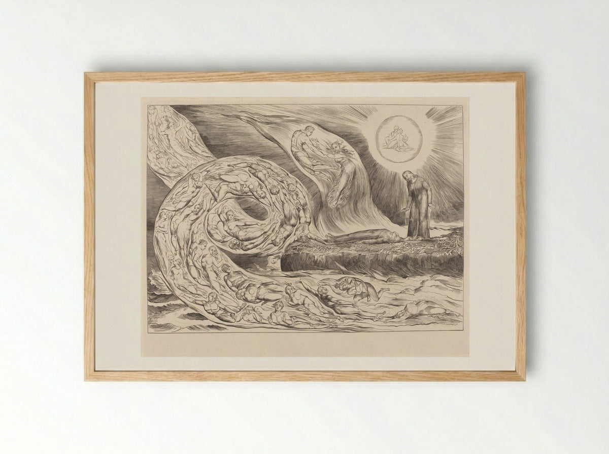 The Circle of the Lustful: Paolo and Francesca - William Blake - Framed Print Wood