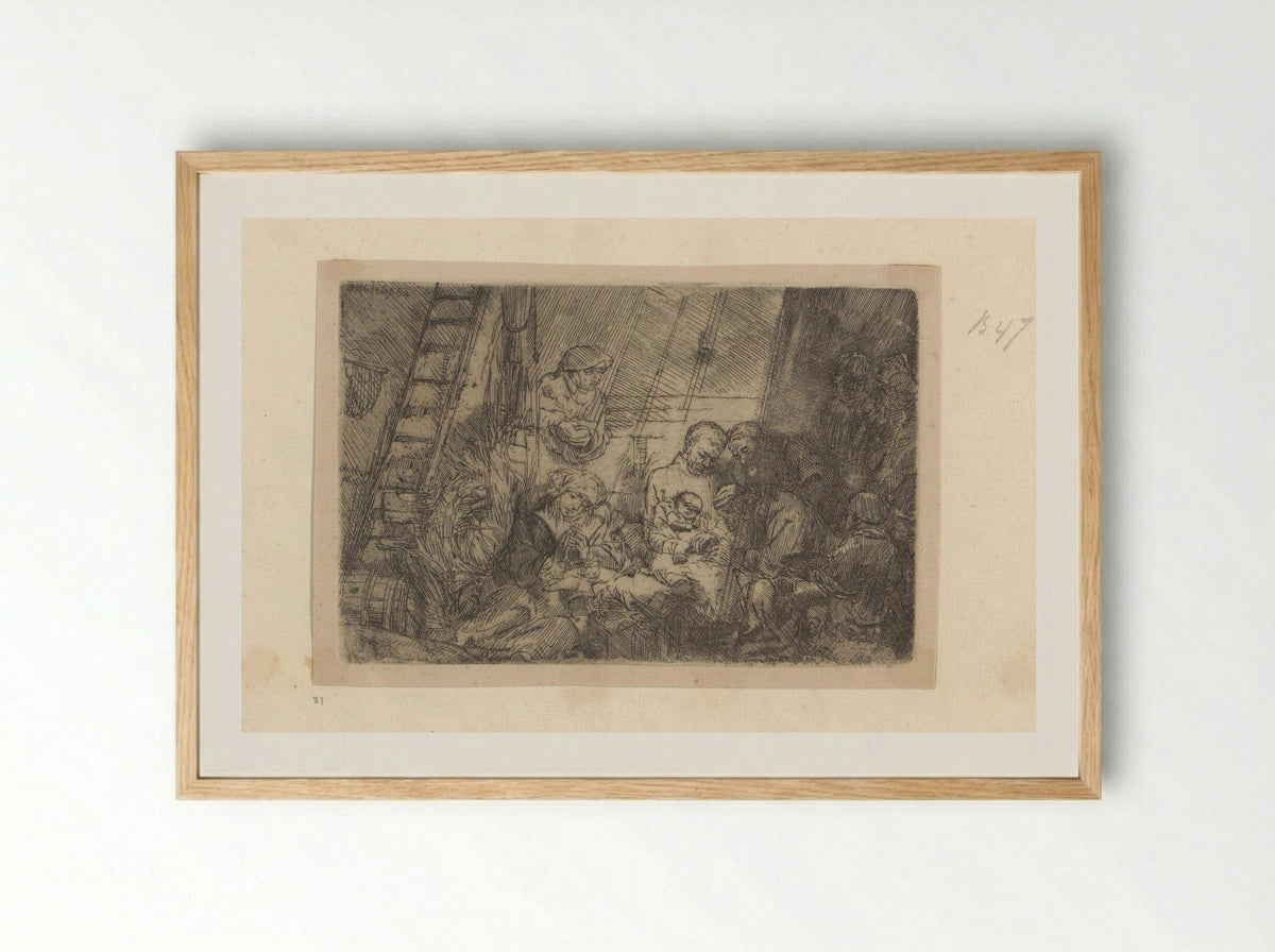 The Circumcision in the Stable - Rembrandt van Rijn - Framed Print Wood