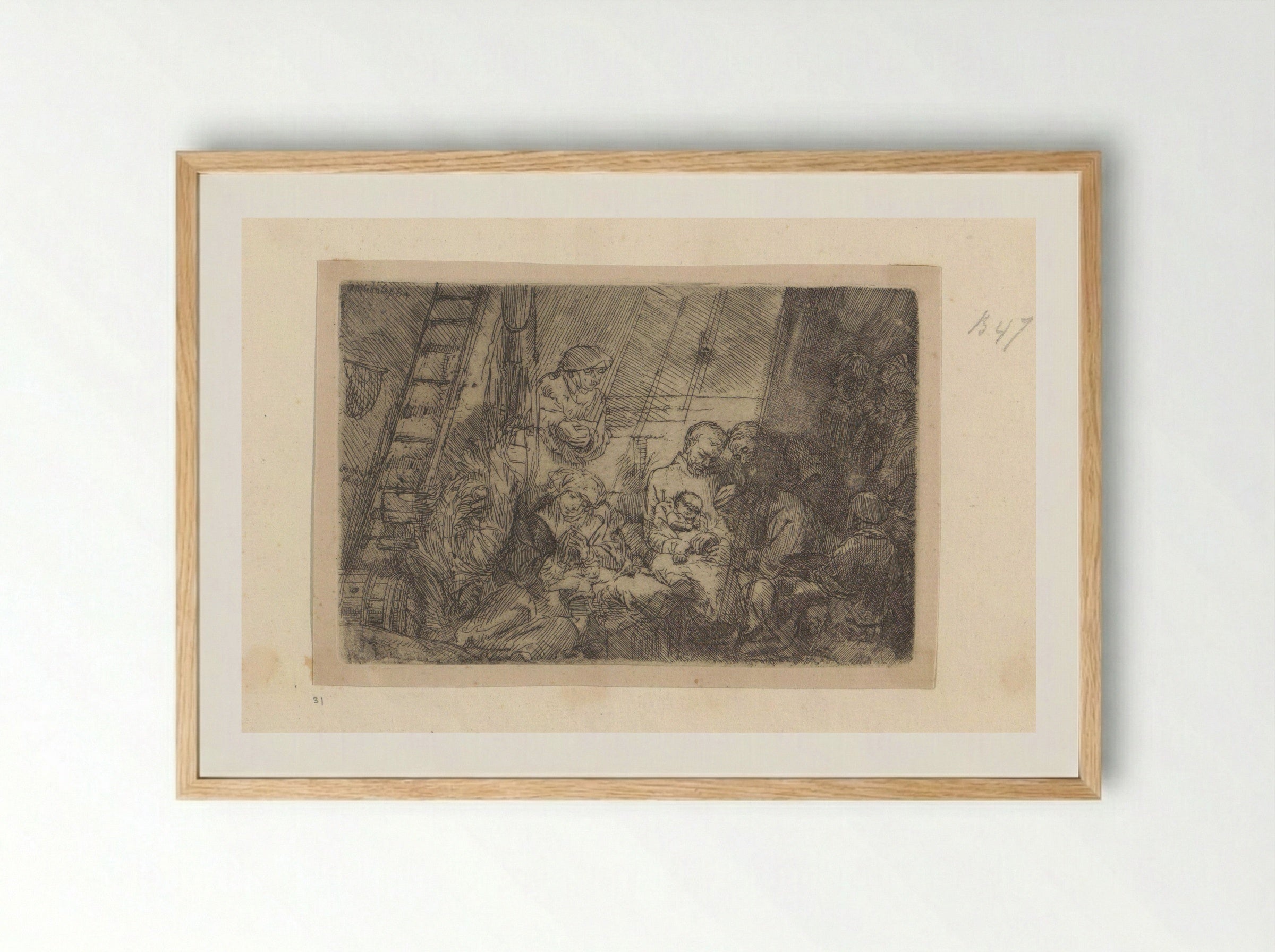 The Circumcision in the Stable - Rembrandt van Rijn - Framed Print Wood