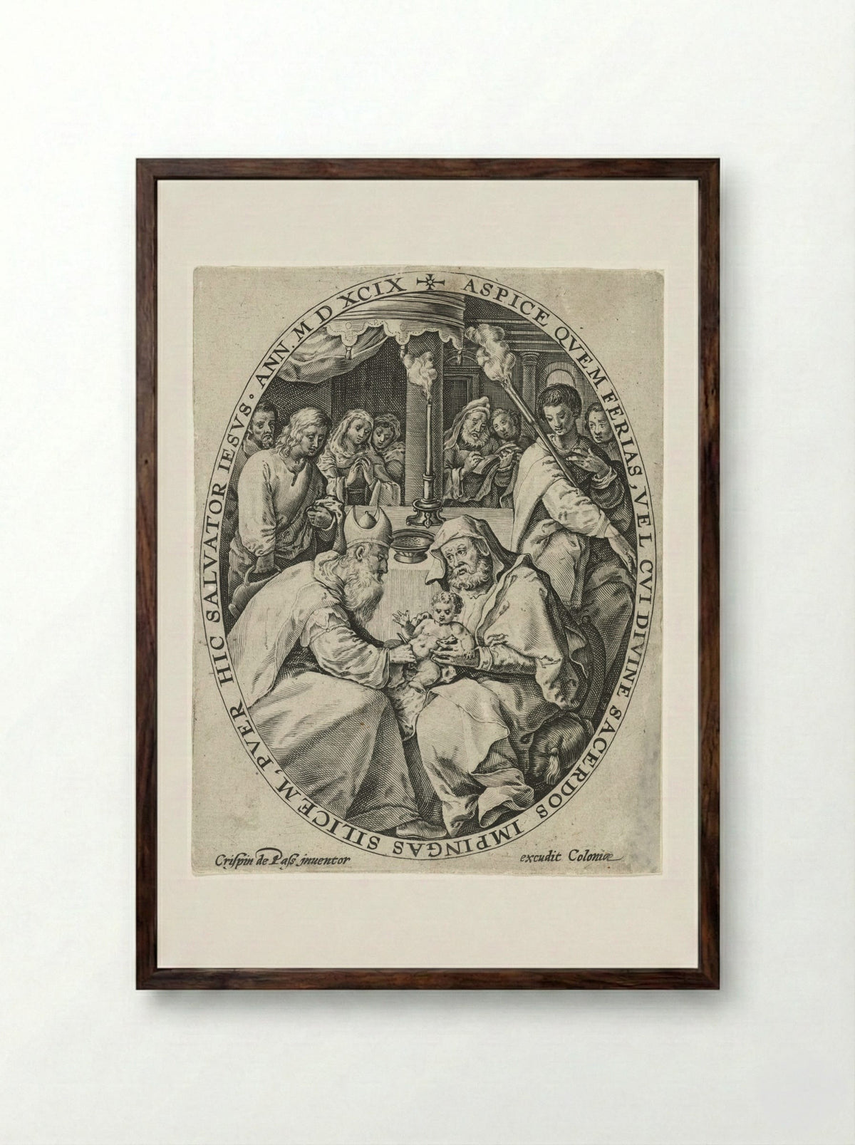 The Circumcision of Christ - Crispijn van de Passe (I) - Framed Print Dark Wood