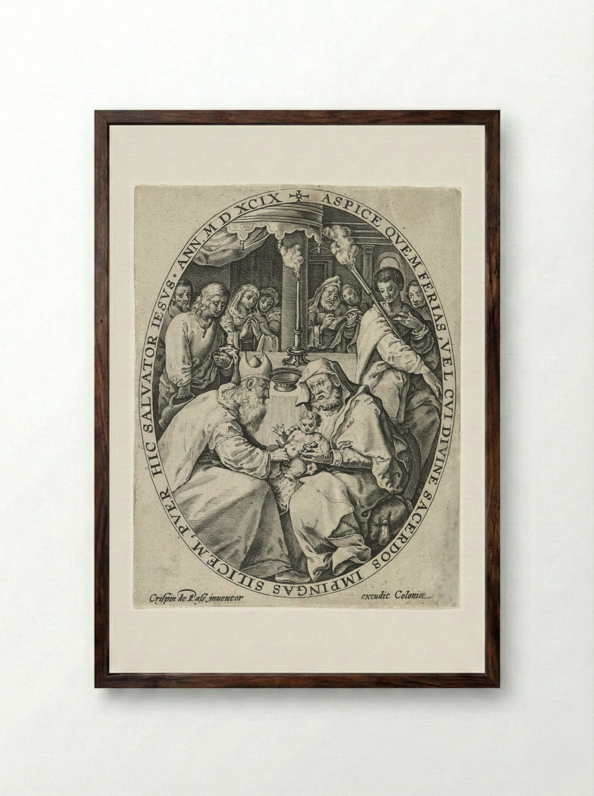 The Circumcision of Christ - Crispijn van de Passe (I) - Framed Print Dark Wood