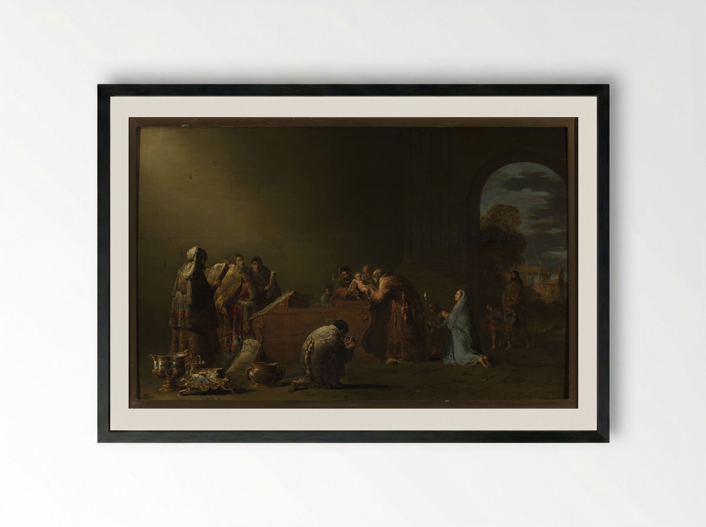 The Circumcision - Leonaert Bramer - Framed Print Black