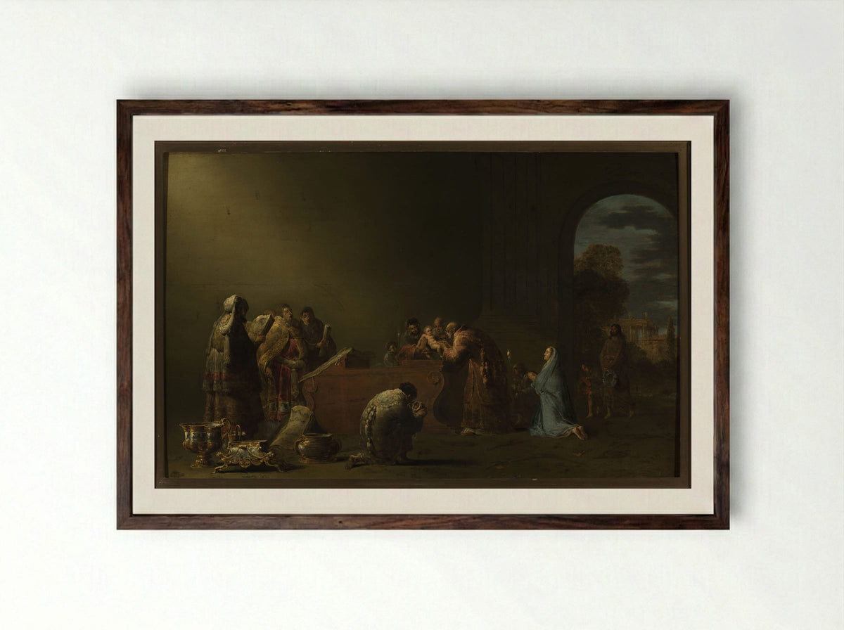 The Circumcision - Leonaert Bramer - Framed Print Dark Wood