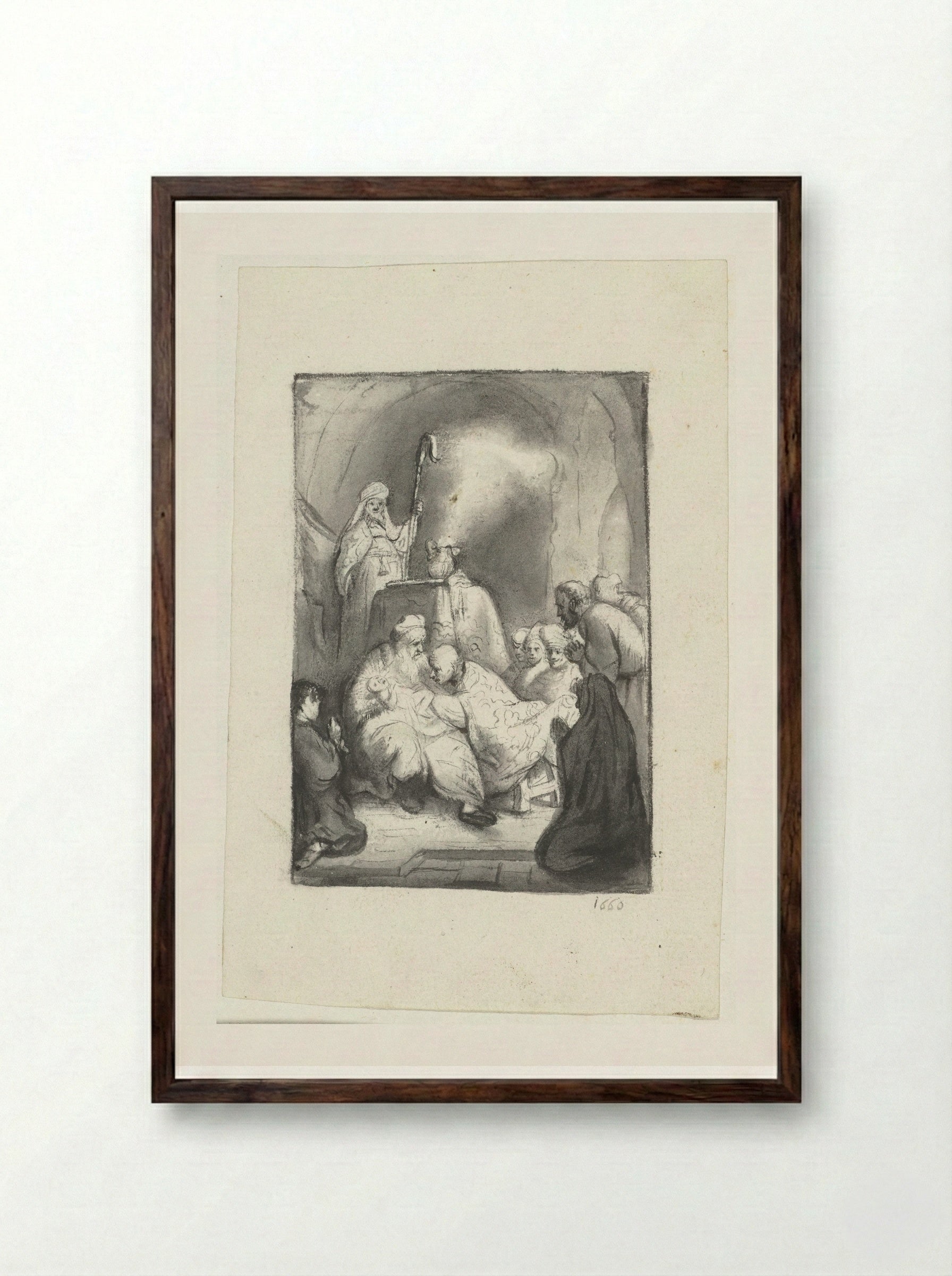 The Circumcision - Moses ter Borch - Framed Print Dark Wood