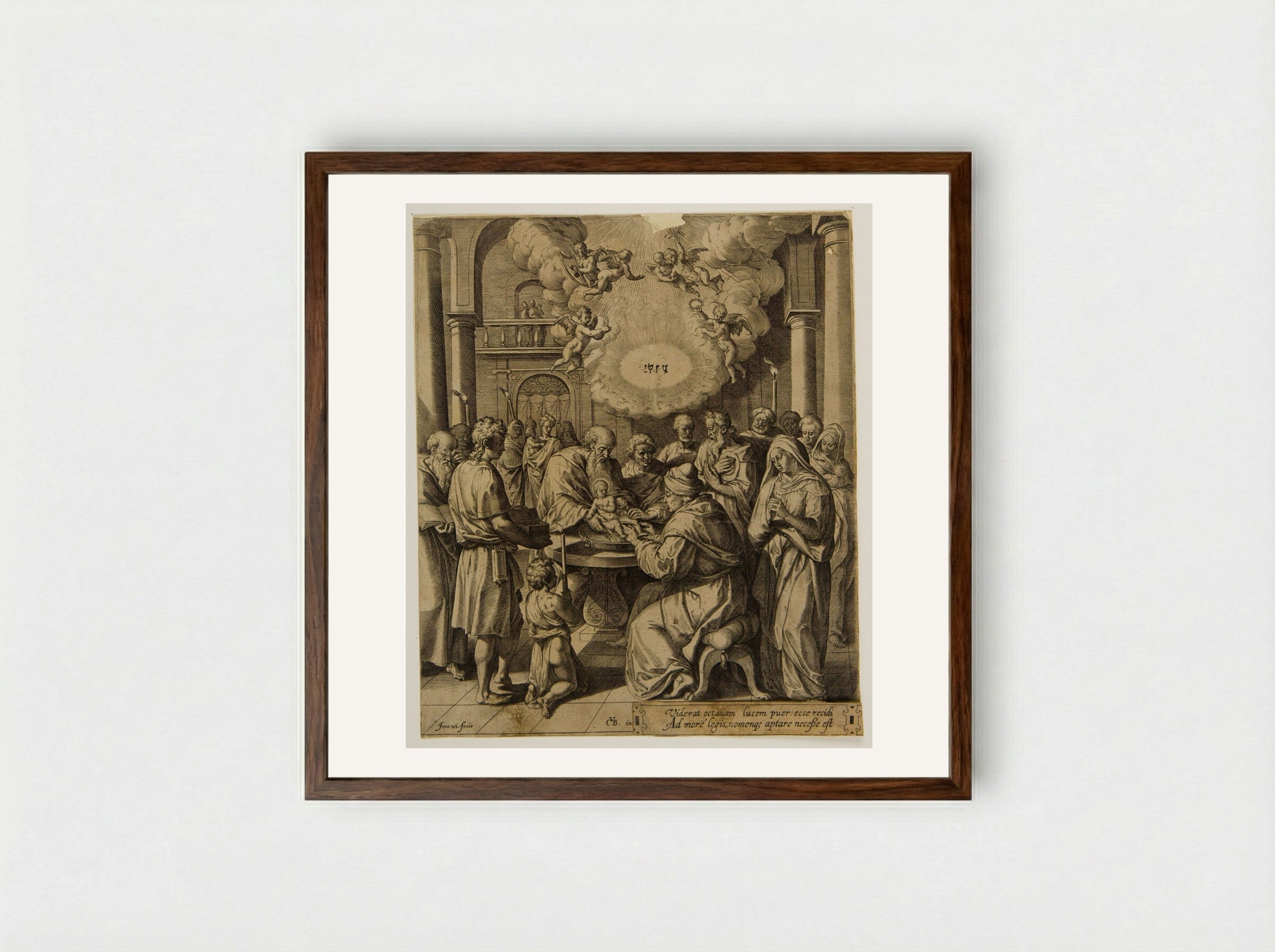The Circumcision - Hieronymus Wierix - Framed Print Dark Wood
