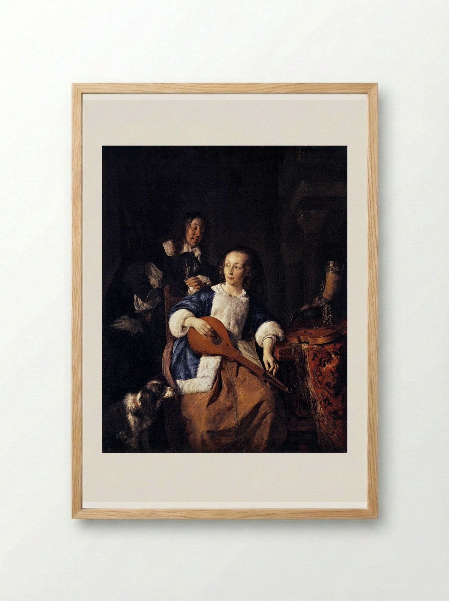 The Cittern Player - Gabriel Metsu - Framed Print Wood