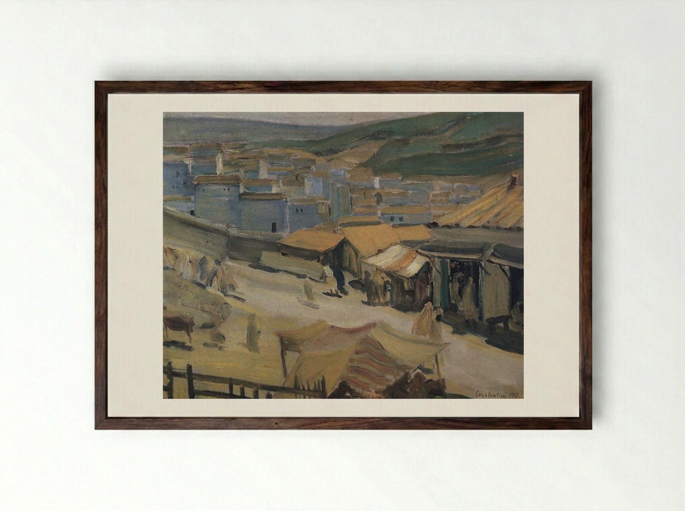 The City of Constantine - Kuzma Petrov-Vodkin - Framed Print Dark Wood