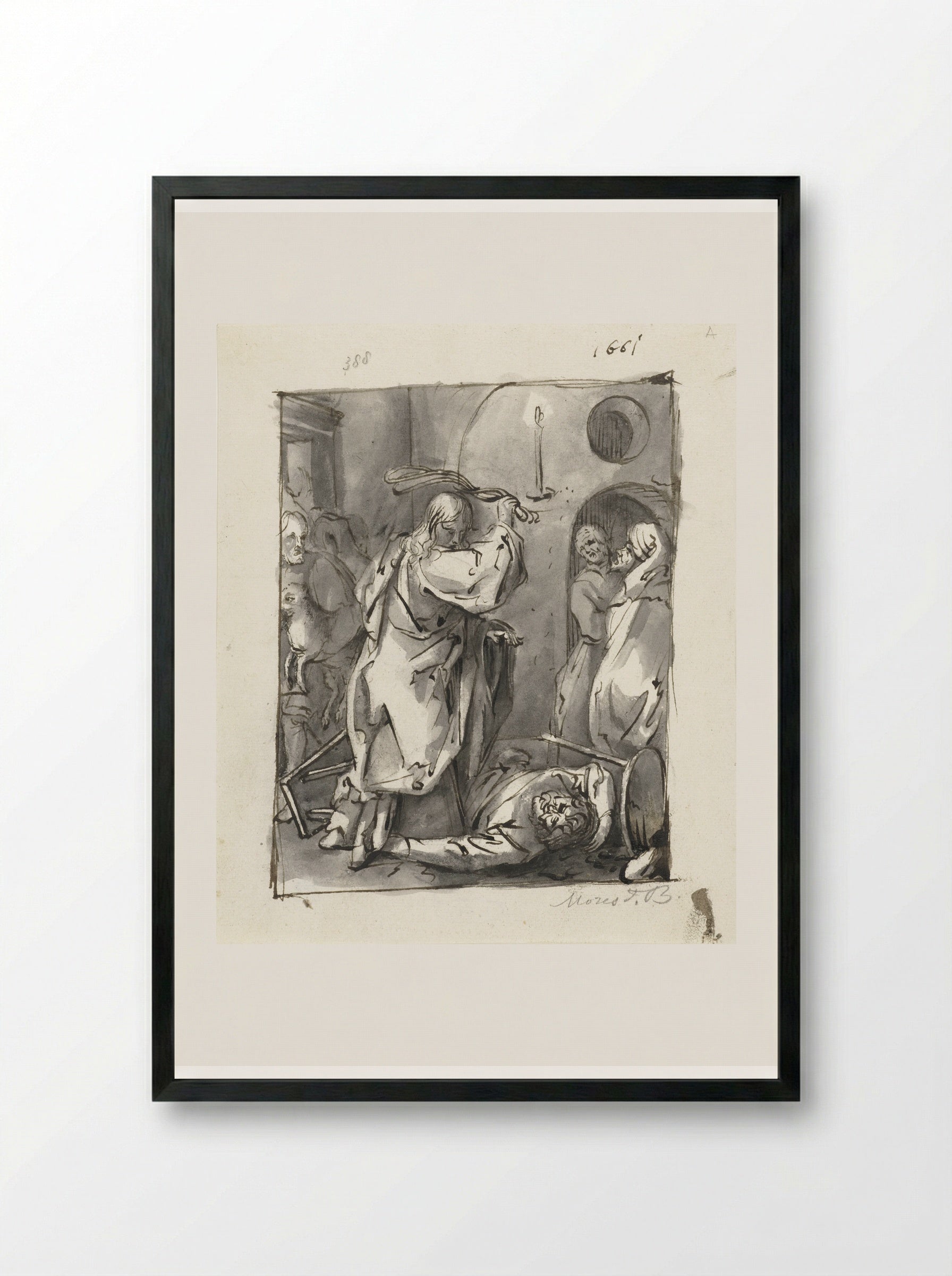 The Cleansing of the Temple - Moses ter Borch - Framed Print Black