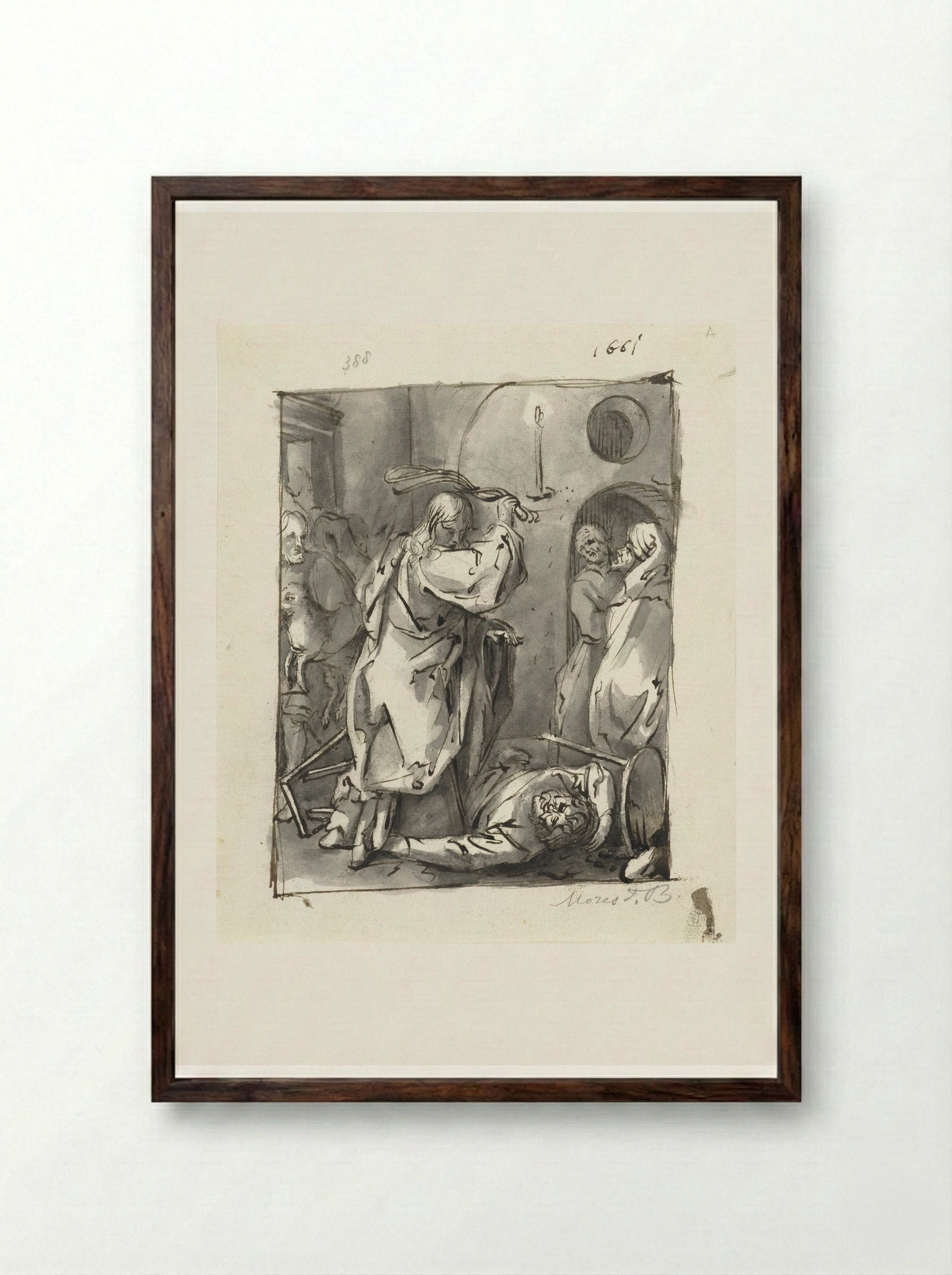 The Cleansing of the Temple - Moses ter Borch - Framed Print Dark Wood