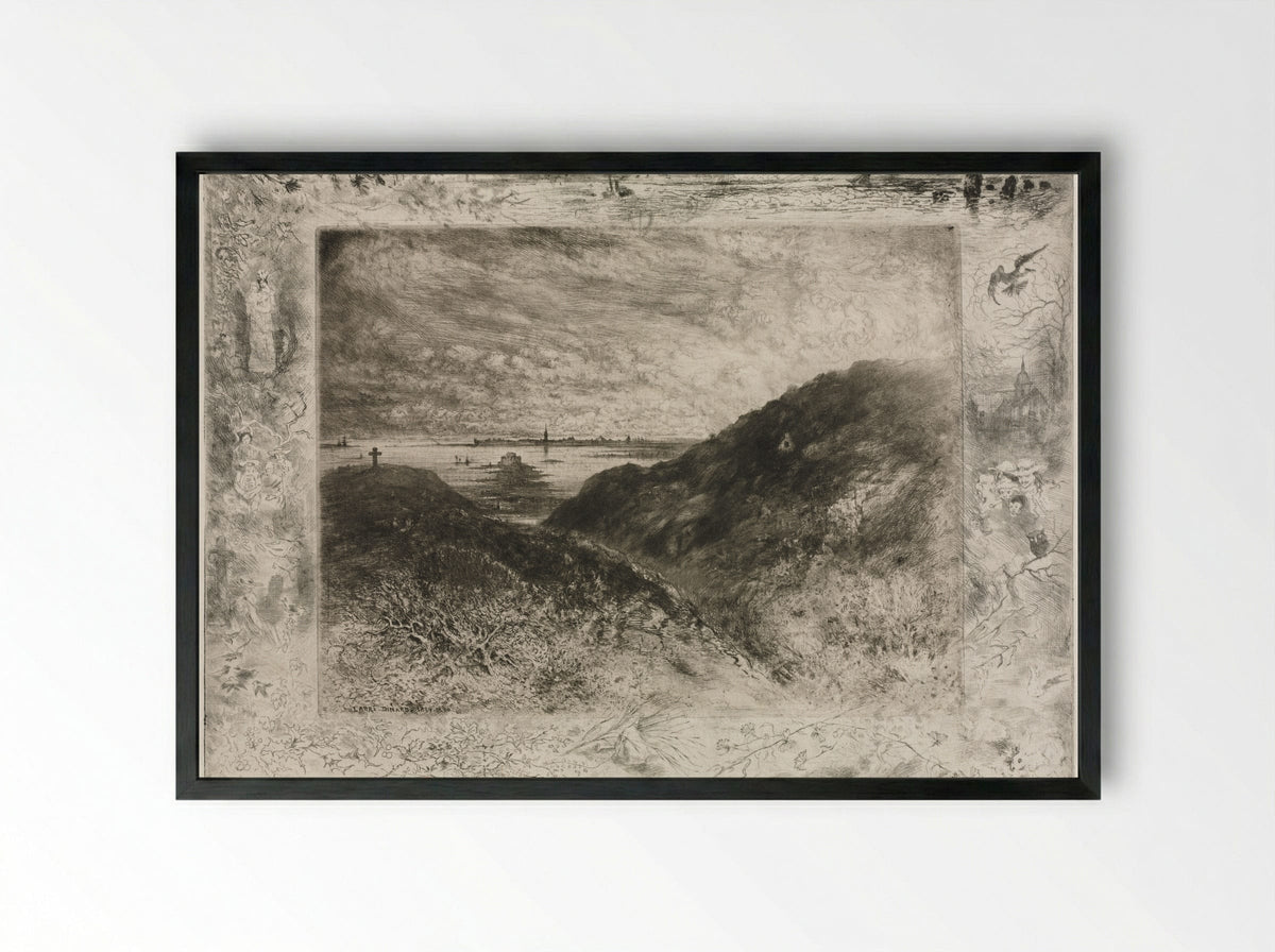 The Cliff: Bay of Saint-Malo - Félix Hilaire Buhot - Framed Print Black