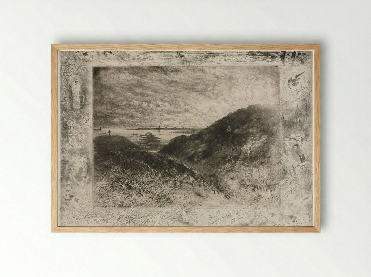 The Cliff: Bay of Saint-Malo - Félix Hilaire Buhot - Framed Print Wood