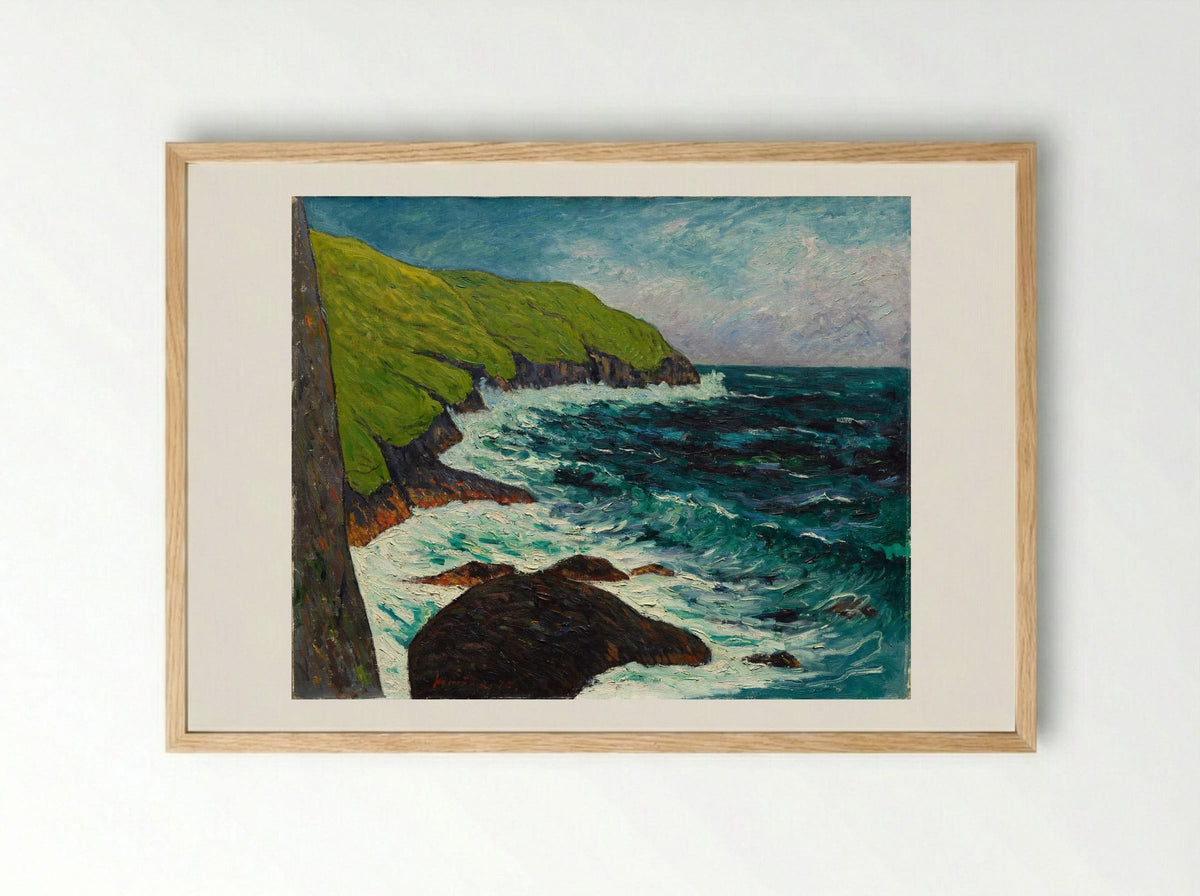 The Cliffs at Beg-ar-Fry, Saint-Jean-du-Doigt - Maxime Maufra - Framed Print Wood
